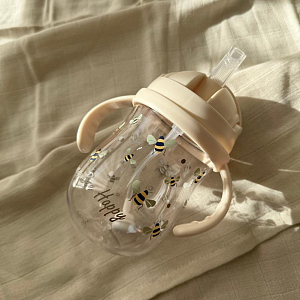 Бутылочка для напитков с трубочкой Vanilla Copenhagen "Honeybee", молочная, 300 мл